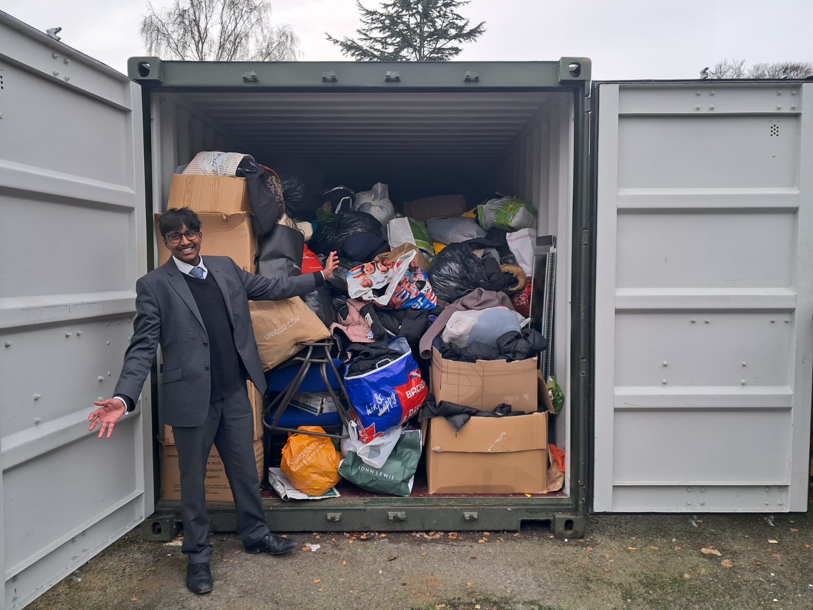 Eythan Soysa with the coat collection for vulnerable Londoners