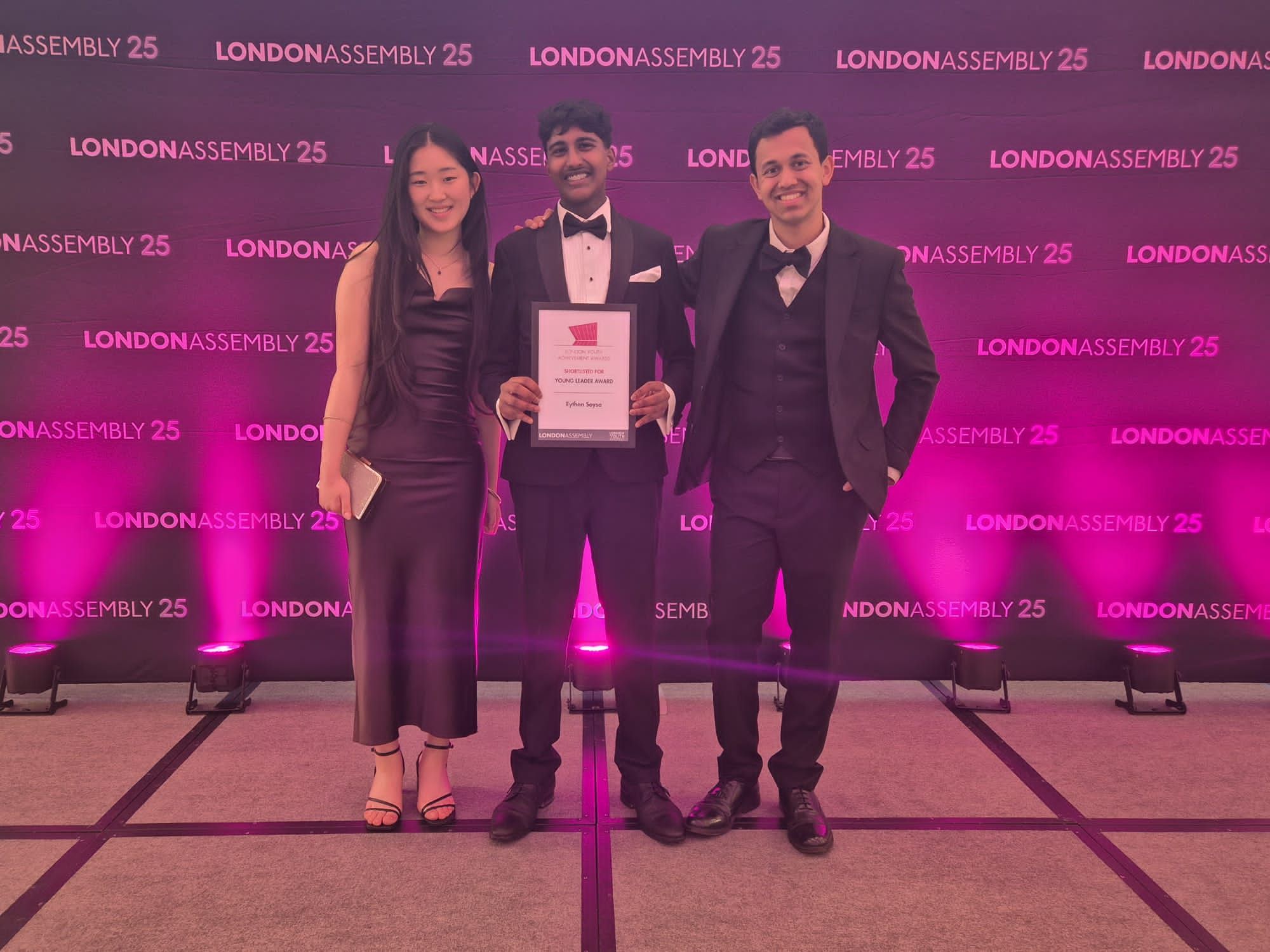 Eythan Soysa at the London Assembly Young Leader Award 2025